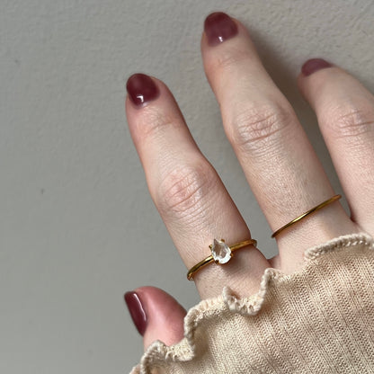 [ rainbow moon stone ] drop faceted cut ring  gold