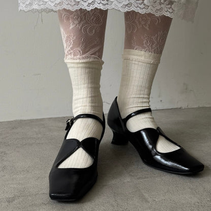 【WHITE】layered lace socks
