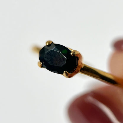 [ black opal ] oval faceted cut ring  gold