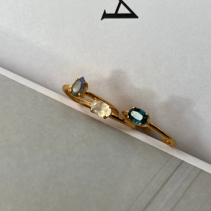 [ labradorite ] dorp faceted cut ring  gold [ free size ]