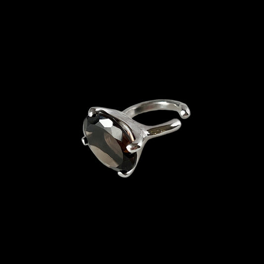 [ smoky quartz ] GEM ear cuff silver [ free size ]