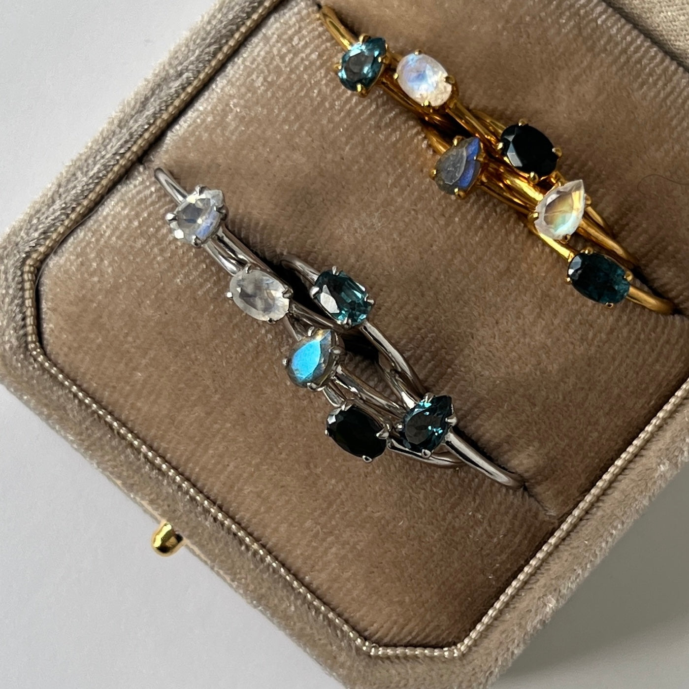 [ labradorite ] dorp faceted cut ring  silver [ free size ]