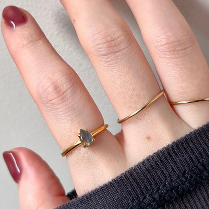 [ labradorite ] dorp faceted cut ring  gold [ free size ]