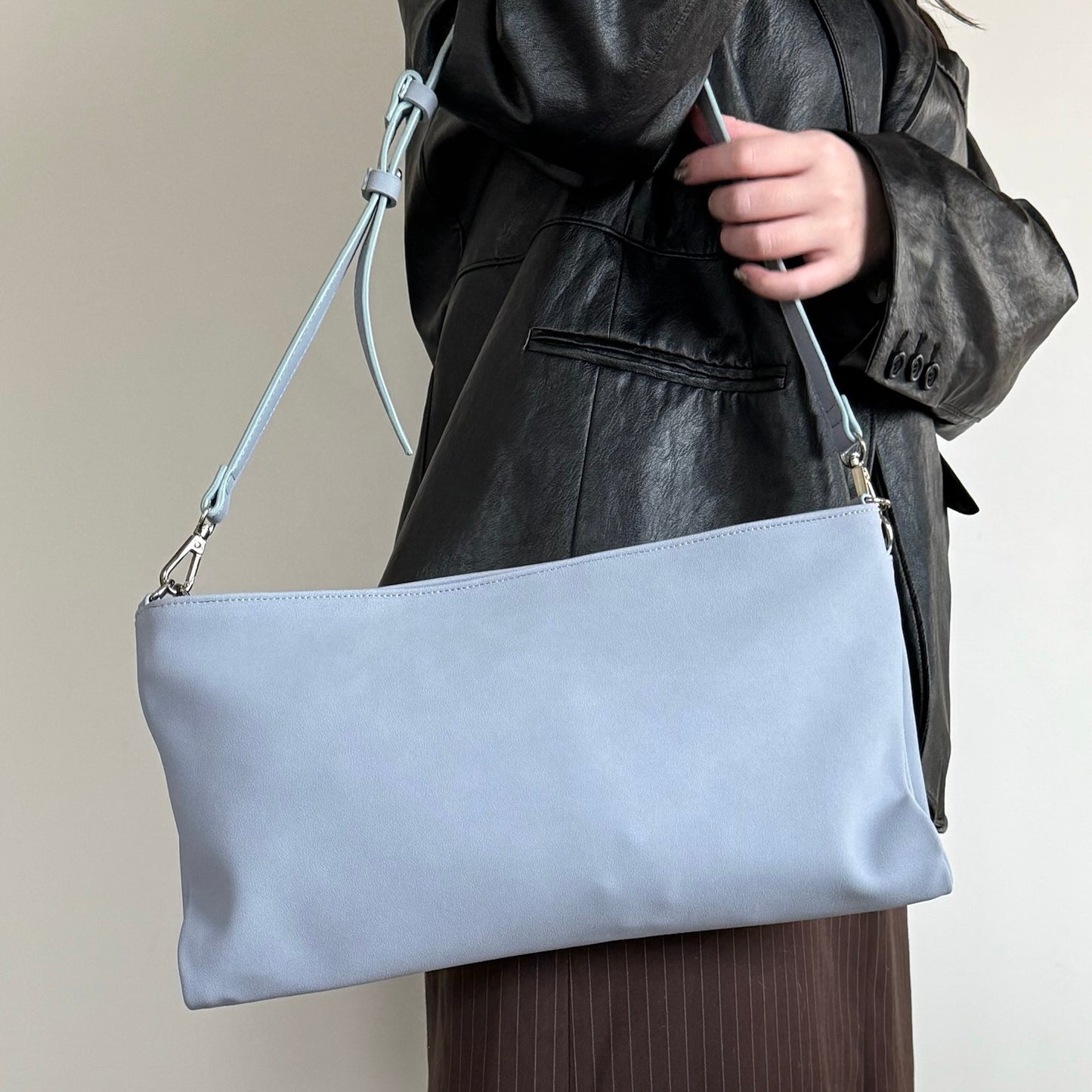 【BLUE】2way suede shoulder tote bag