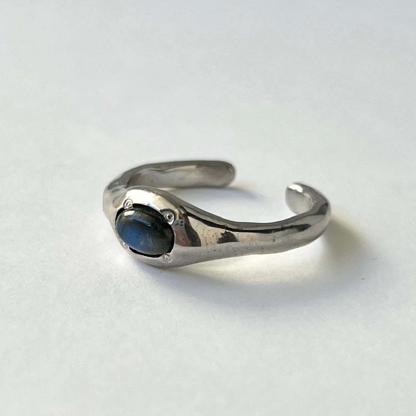 [ blue labradorite ] pebble silver [ free size ]