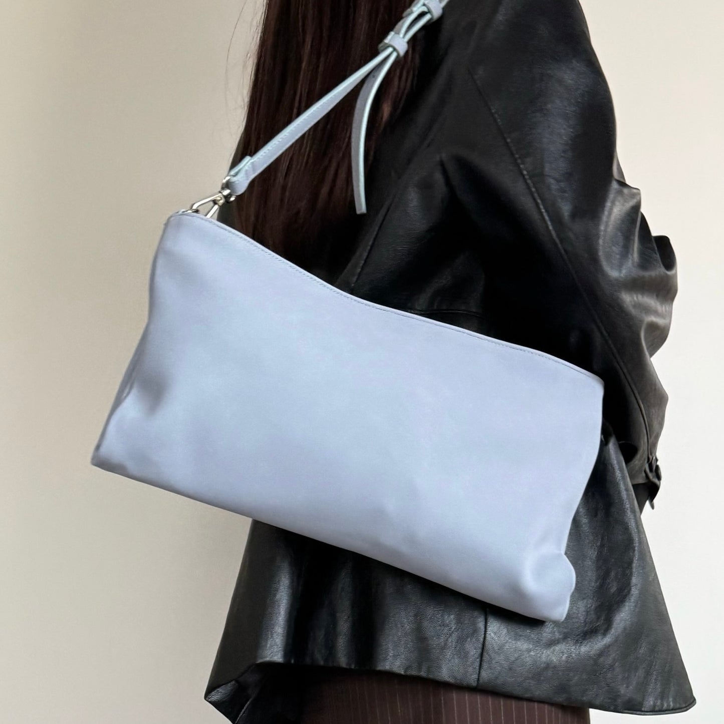 【BLUE】2way suede shoulder tote bag