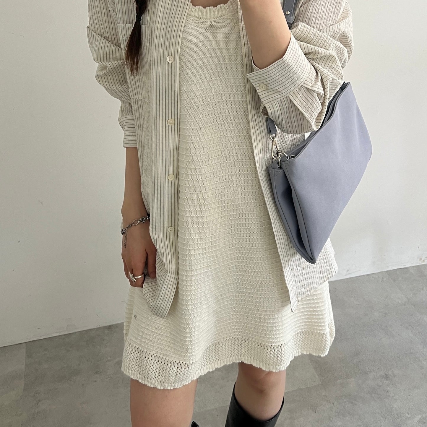 【BLUE】2way suede shoulder tote bag
