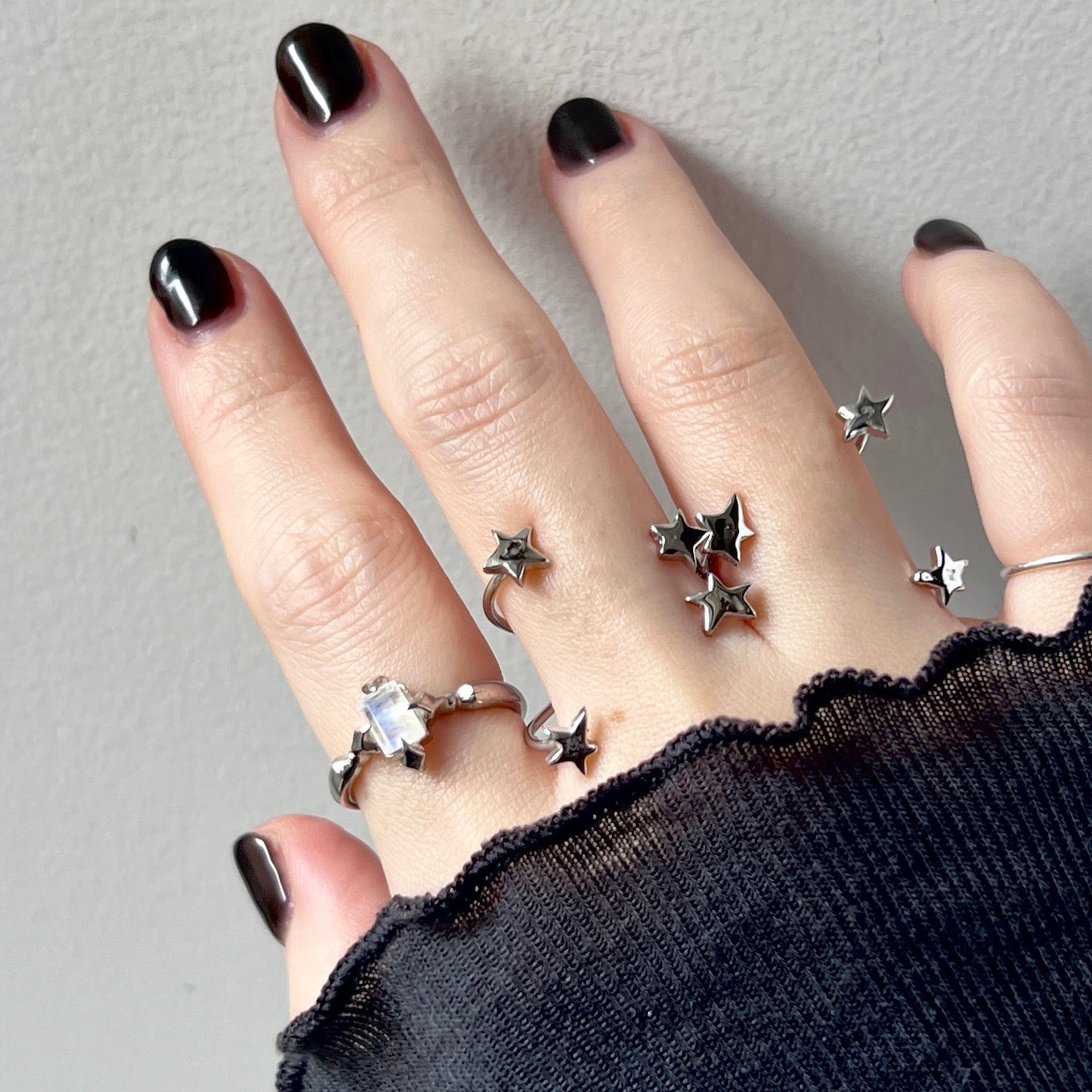 [ rainbow moon stone ] polaris silver [ free size ]