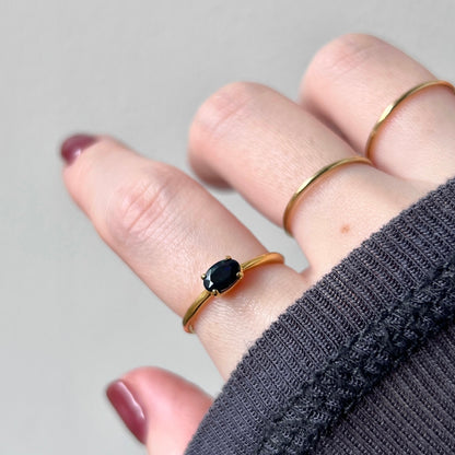 [ black opal ] oval faceted cut ring  gold