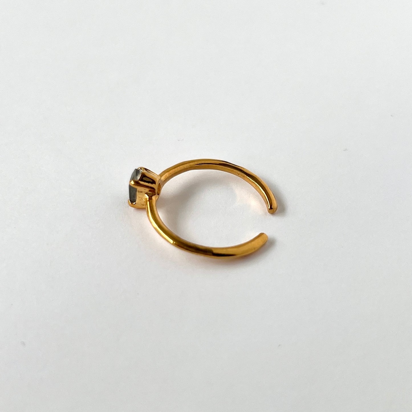 [ labradorite ] dorp faceted cut ring  gold [ free size ]