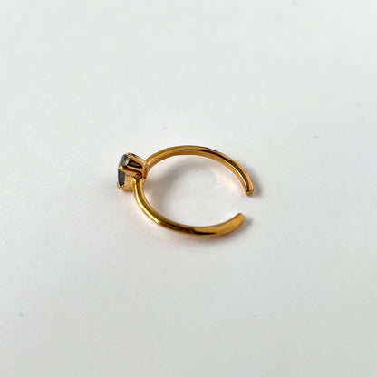 [ labradorite ] dorp faceted cut ring  gold [ free size ]