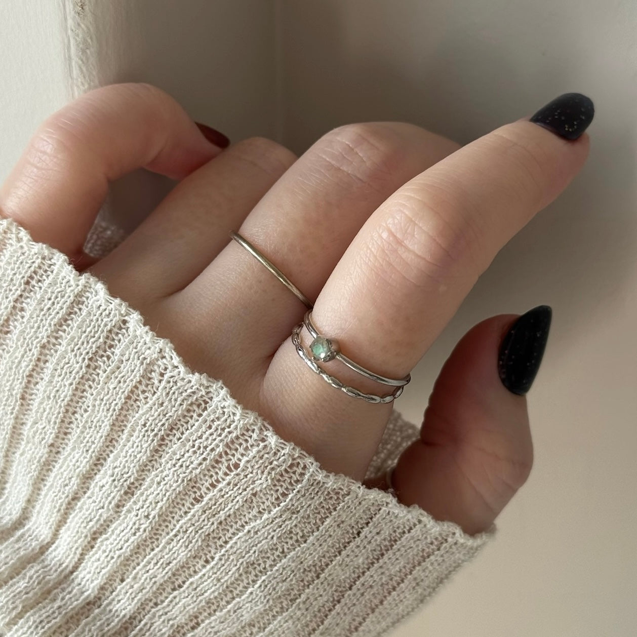 [ labradorite ] double chain silver [ free size ]