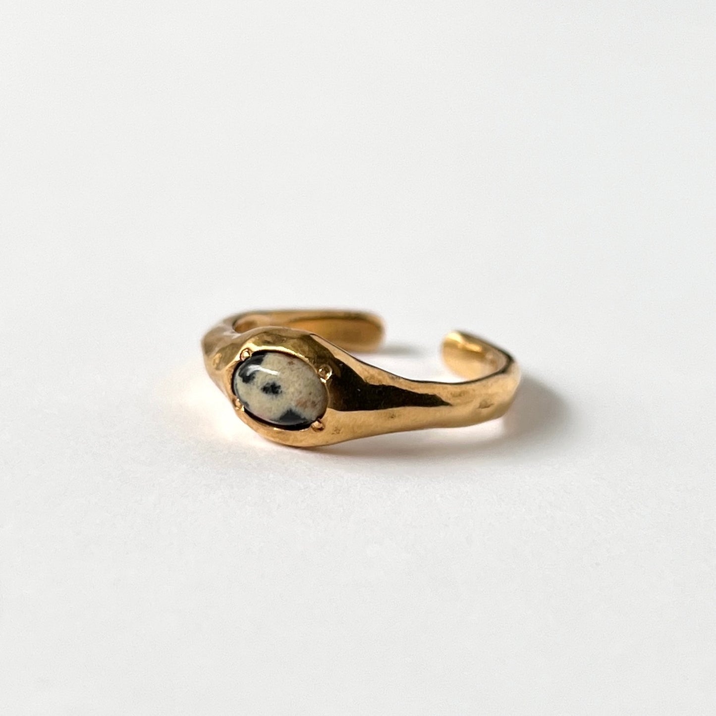 [ dalmatian jasper ] pebble gold