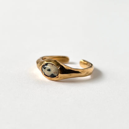 [ dalmatian jasper ] pebble gold