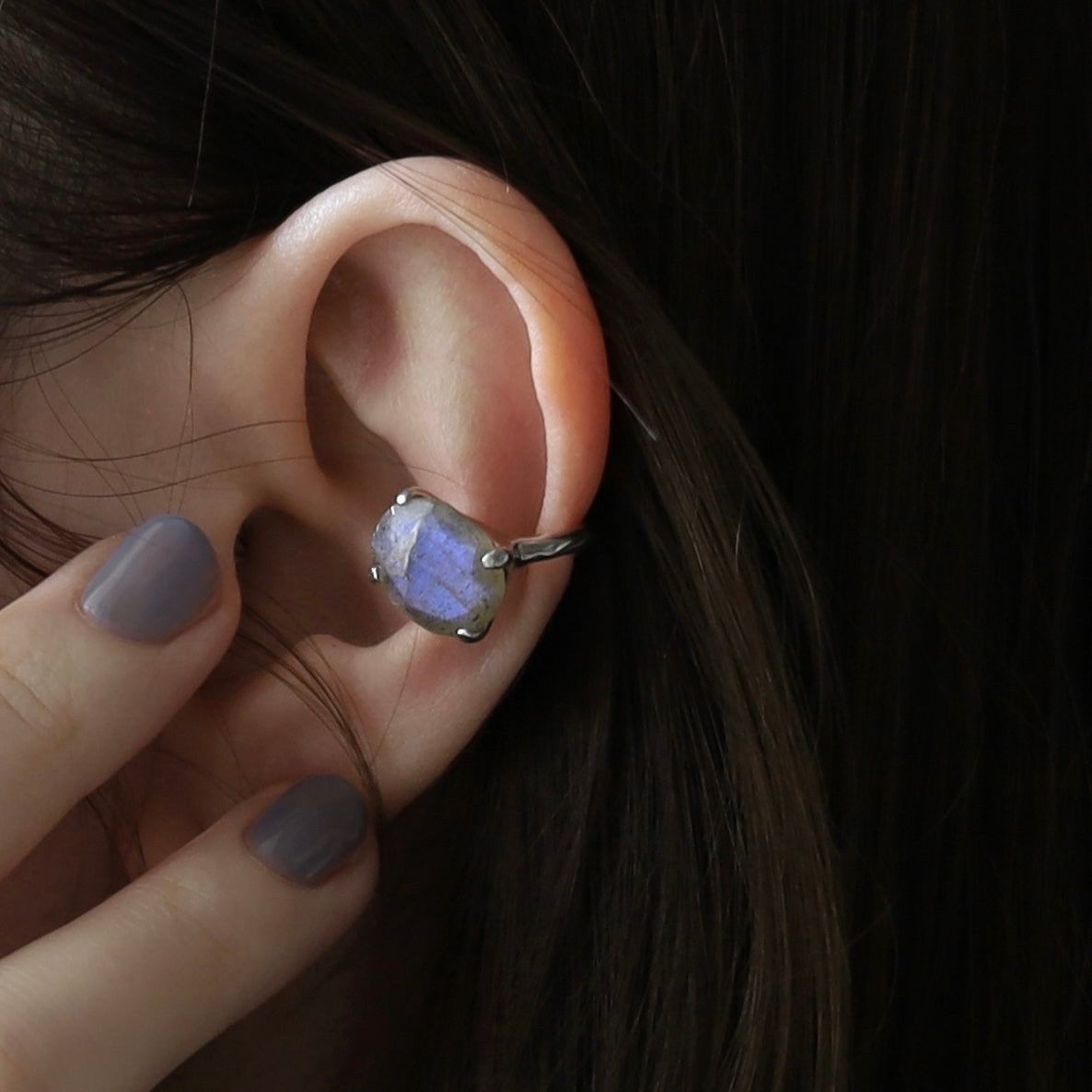 [ labradorite ] GEM ear cuff silver