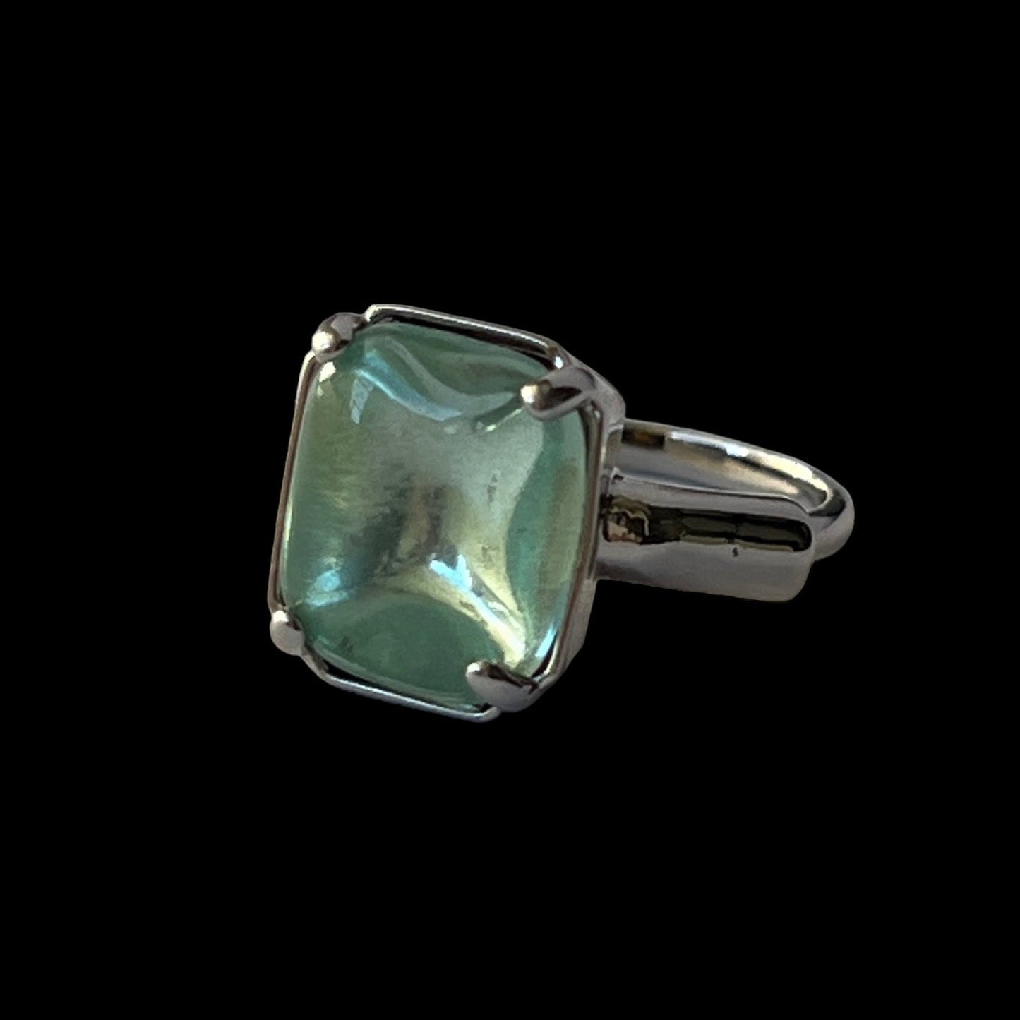 [ vintage aqua green ] éclat silver [ free size ring ]