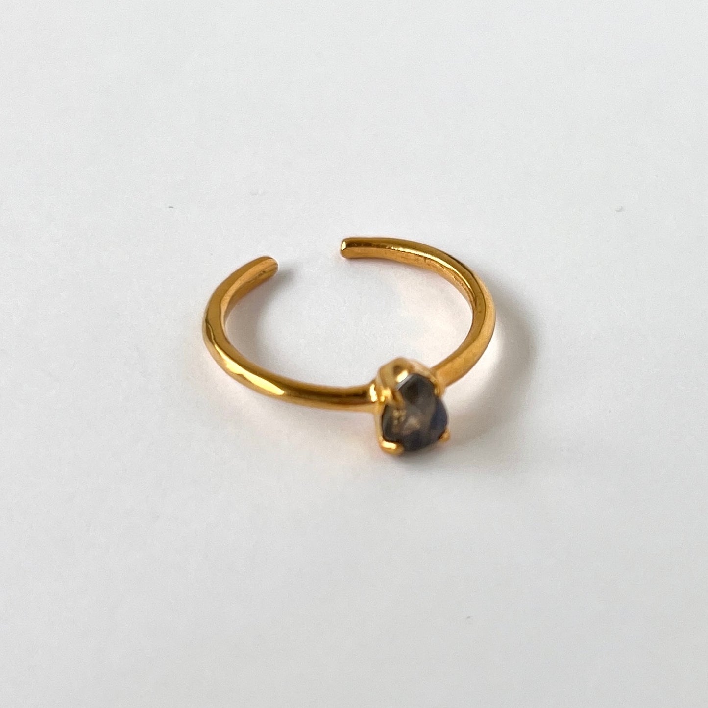 [ labradorite ] dorp faceted cut ring  gold [ free size ]