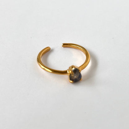 [ labradorite ] dorp faceted cut ring  gold [ free size ]