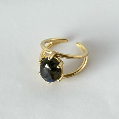 [ black labradorite ] double gold [ free size ]