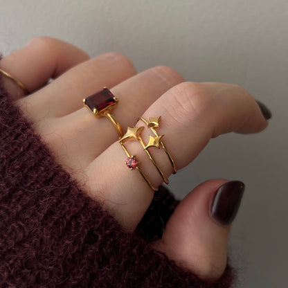 [ garnet ] rectangle faceted cut gold [ free size ]