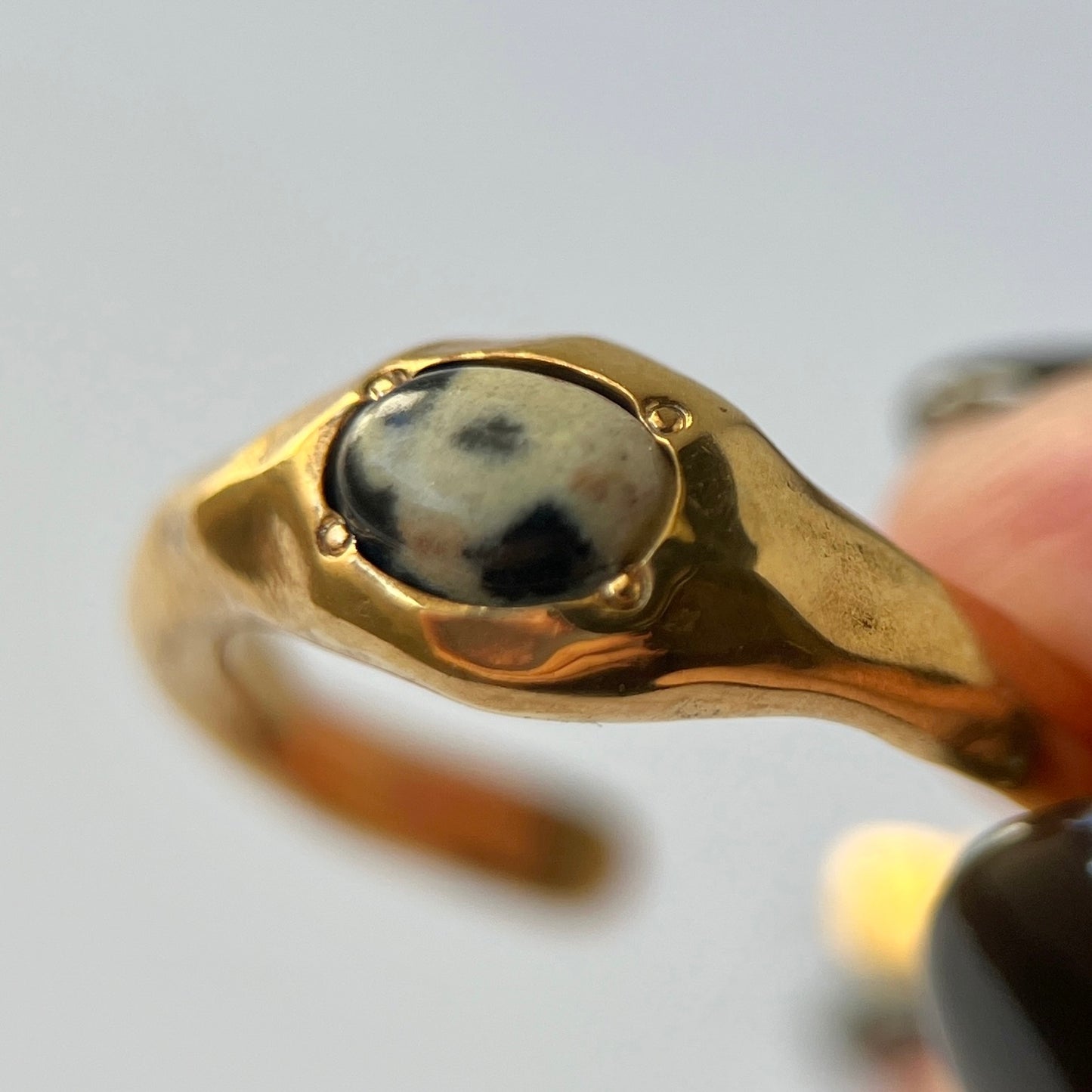 [ dalmatian jasper ] pebble gold