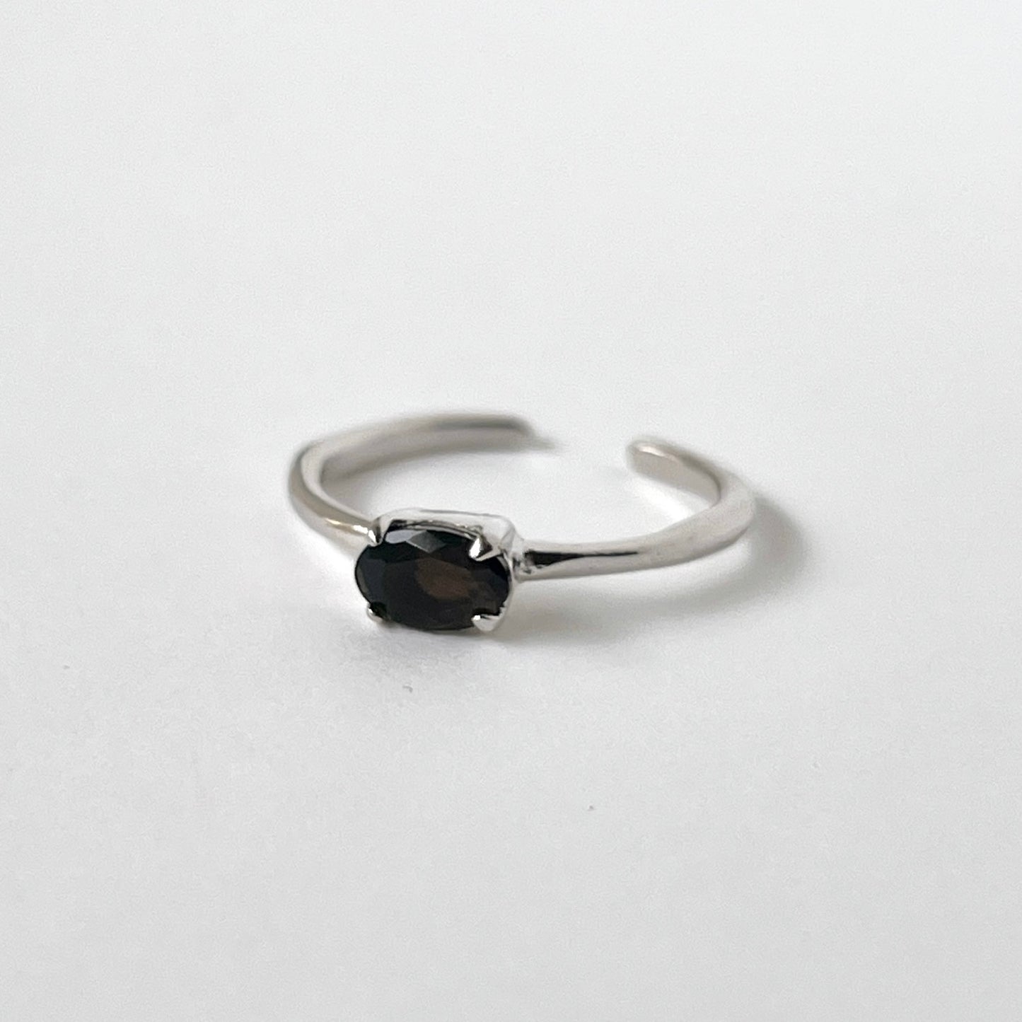 [ black opal ] oval faceted cut ring  silver [ free size ]