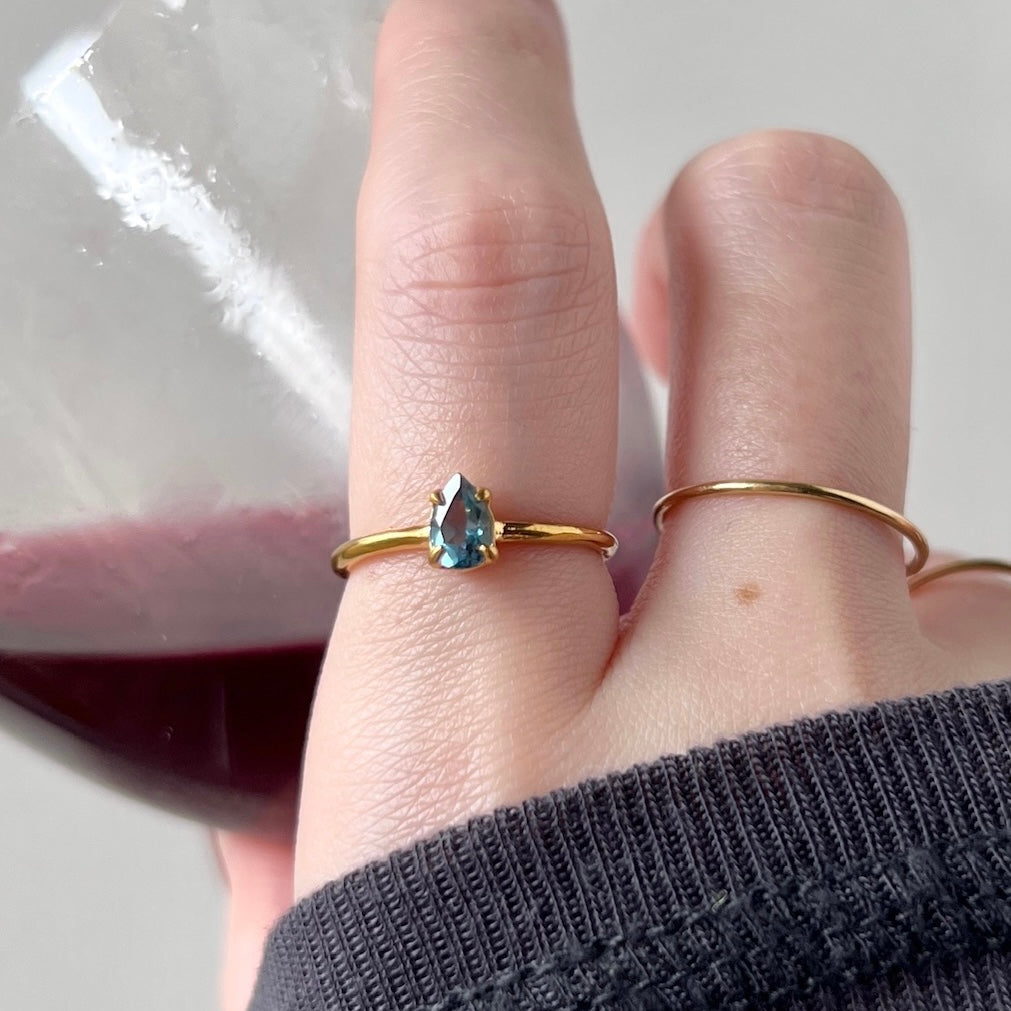 [ london blue topaz ] dorp faceted cut ring  gold [ free size ]