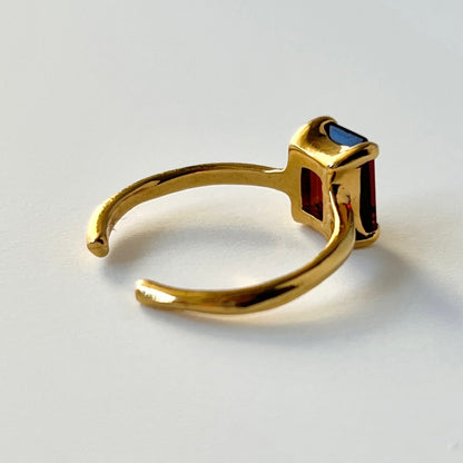 [ garnet ] rectangle faceted cut gold [ free size ]