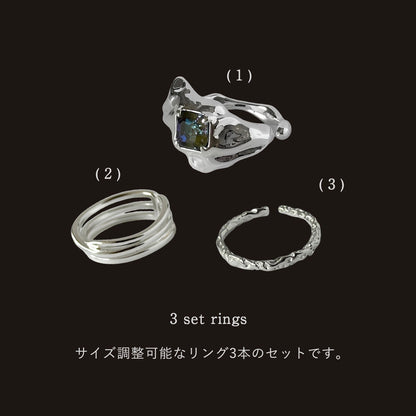【 melt ring(army green delight)】3 rings set (02)