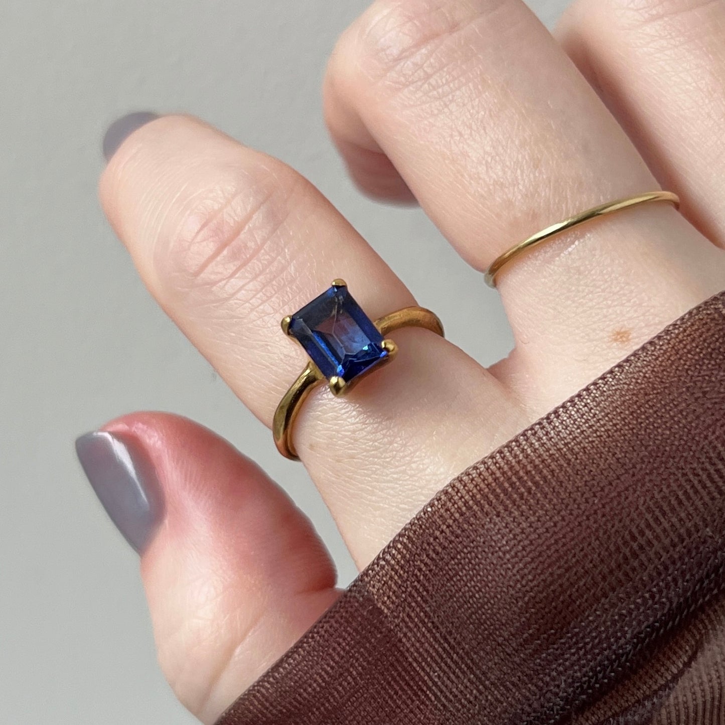 [ blue mystic topaz ] rectangle faceted cut gold [ free size ]