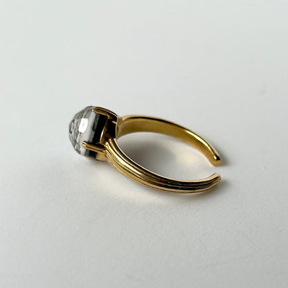 [ onyx, labradorite & crystal ] croissant gold