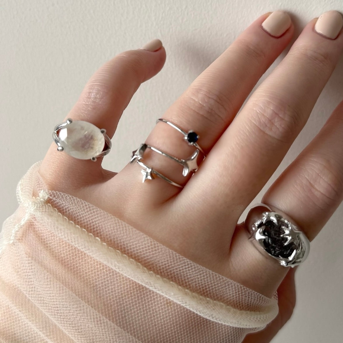 [ rainbow moon stone ] reine pinky silver