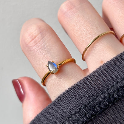 [ labradorite ] dorp faceted cut ring  gold [ free size ]