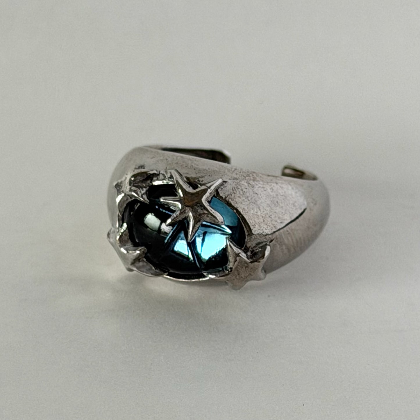 [ star dark blue ] twinkle ring silver