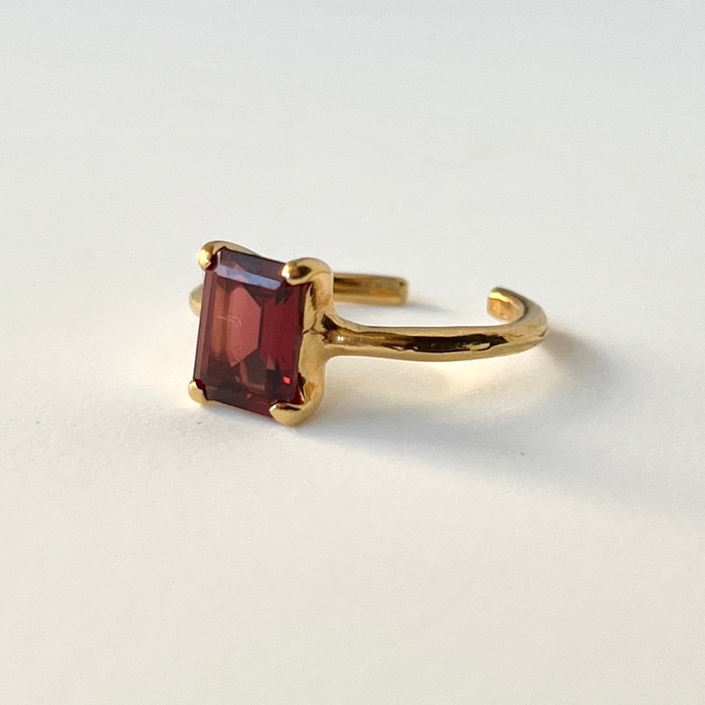 [ garnet ] rectangle faceted cut gold [ free size ]