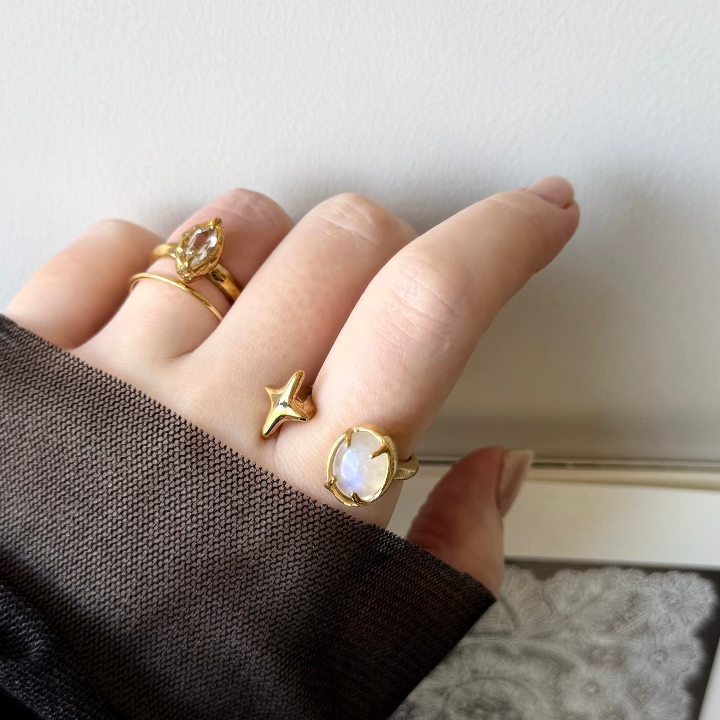 [ white topaz ] marquis stone gold