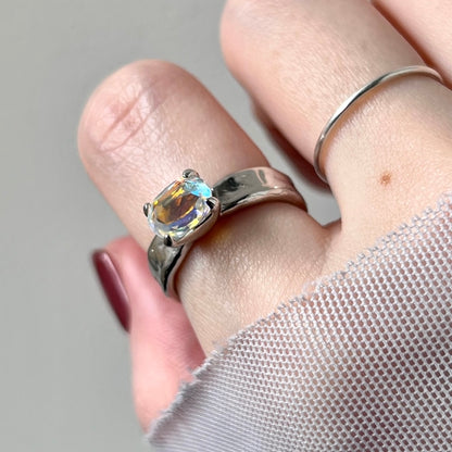 [ angel aura quartz ] um silver ring