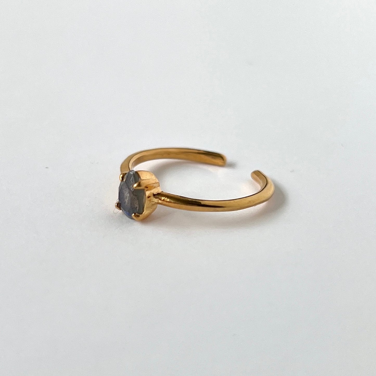 [ labradorite ] dorp faceted cut ring  gold [ free size ]