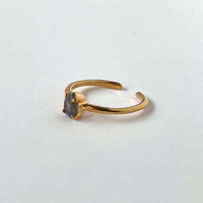 [ labradorite ] dorp faceted cut ring  gold [ free size ]