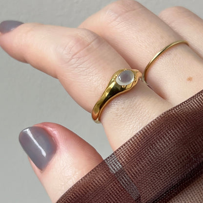 [ royal blue moon stone ] pebble gold [ free size ]