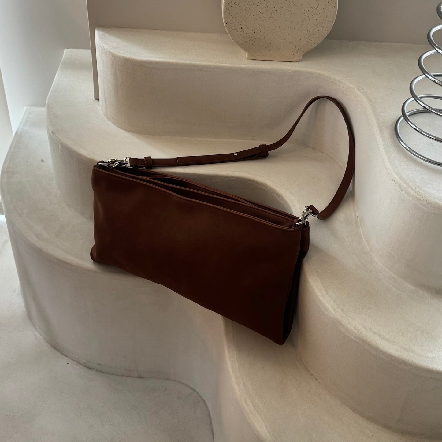 【BROWN】2way suede shoulder tote bag