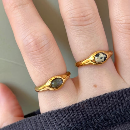 [ dalmatian jasper ] pebble gold