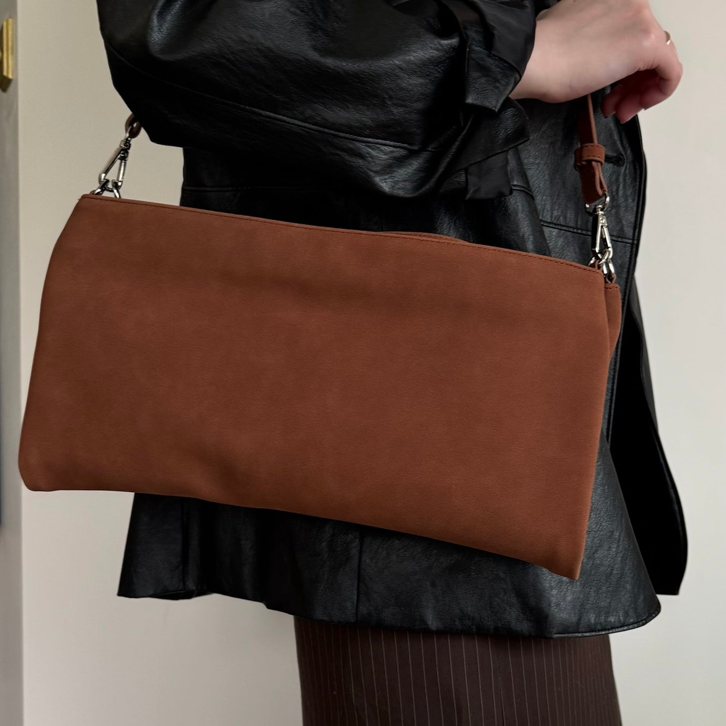 【BROWN】2way suede shoulder tote bag