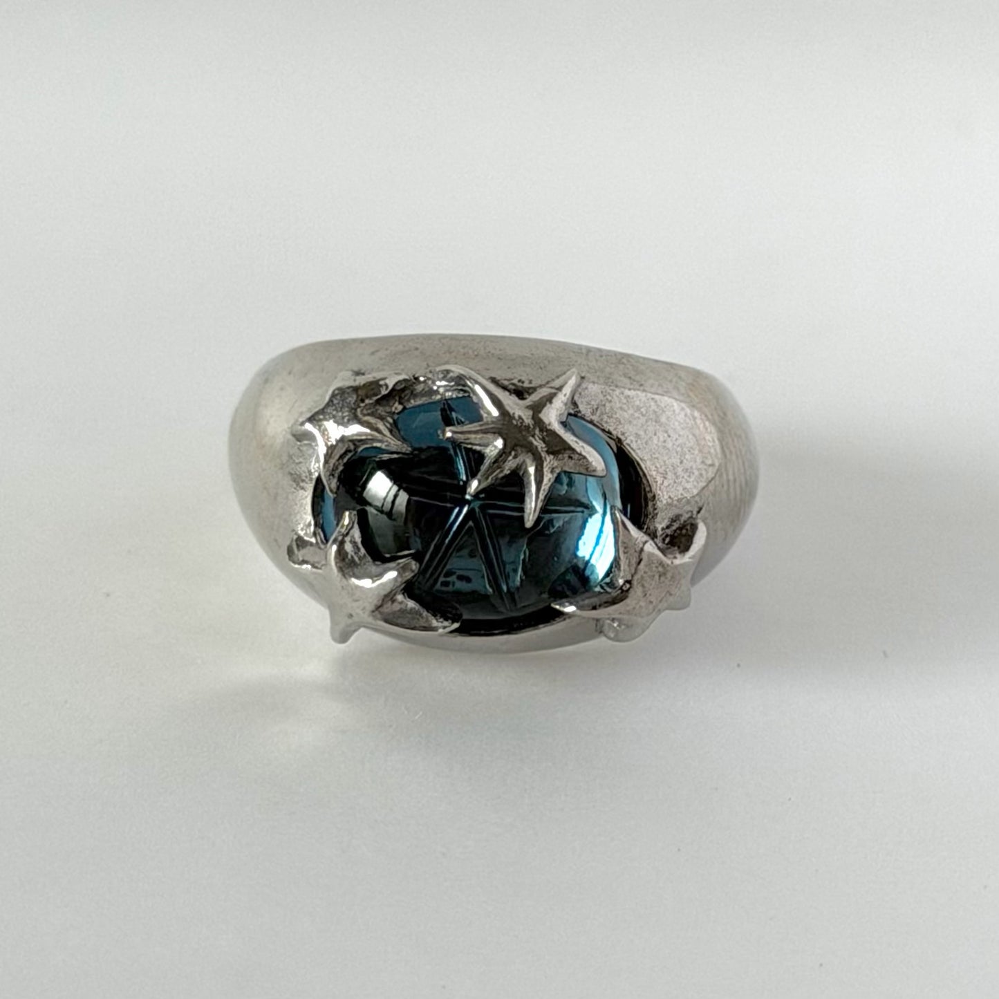 [ star dark blue ] twinkle ring silver
