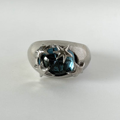 [ star dark blue ] twinkle ring silver