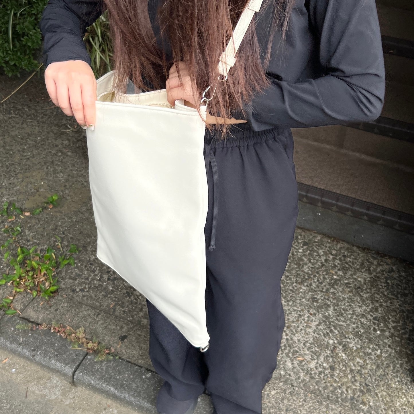 【IVORY】2way suede shoulder tote bag