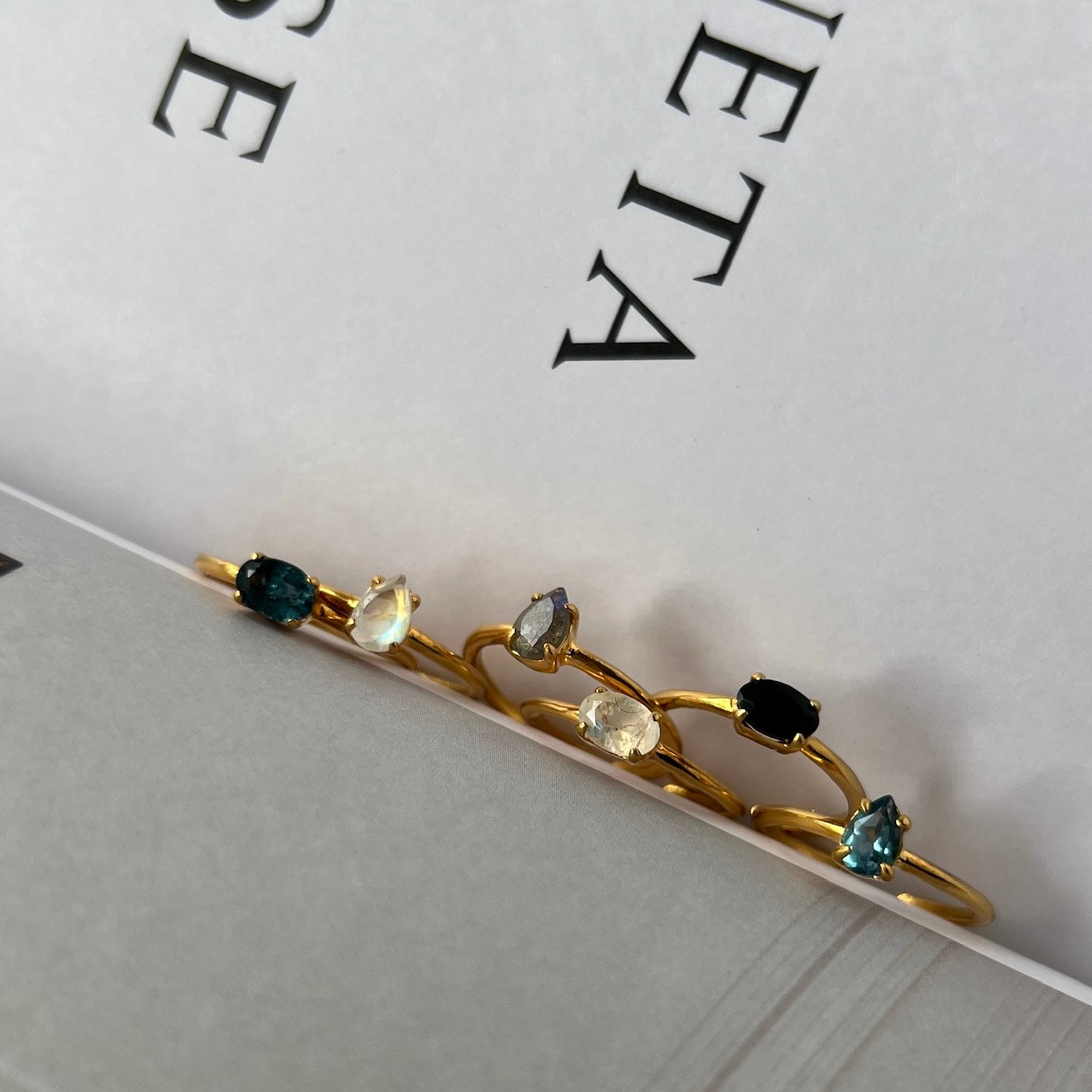 [ indigo blue kyanite ] oval faceted cut ring  gold [ free size ]