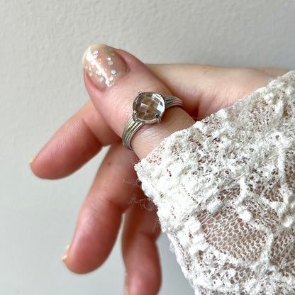 [ green amethyst (multi-faceted) ] croissant silver