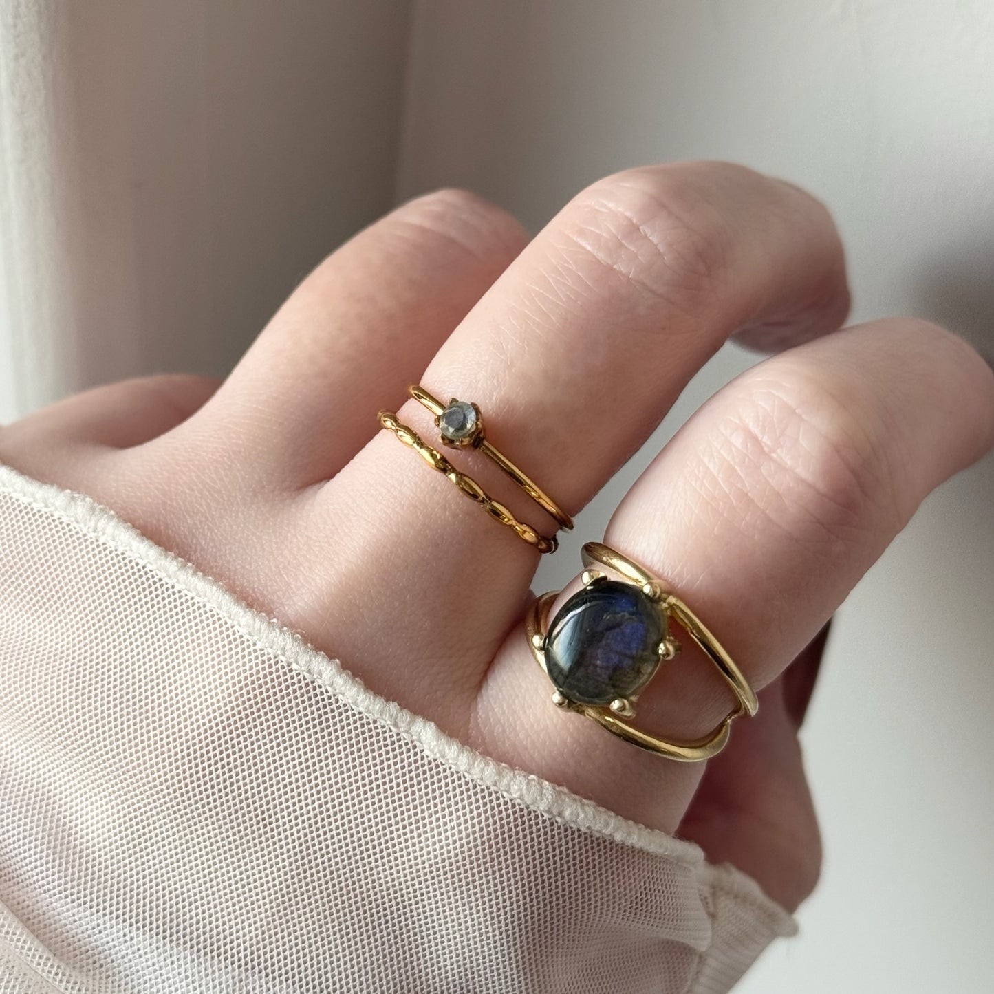 [ labradorite ] double chain gold