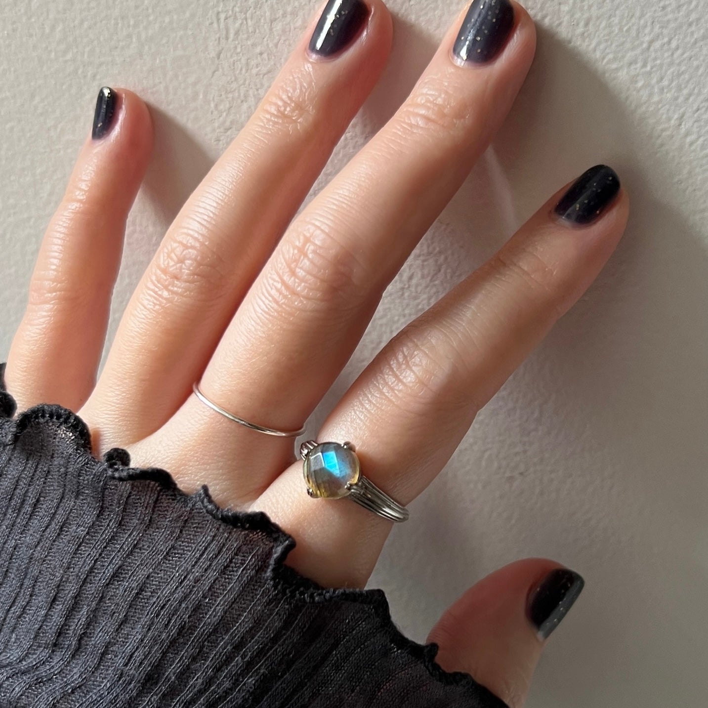 [ labradorite (rose cut) ] croissant silver